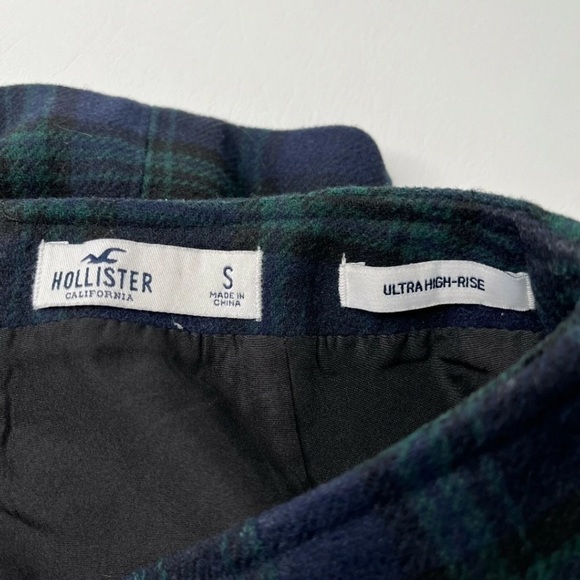 Hollister Green/Blue Plaid A-Line Mini Skirt Ultra High-Rise - Picture 9 of 11